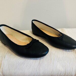 J.Crew Zoe Black Leather Ballet Flats